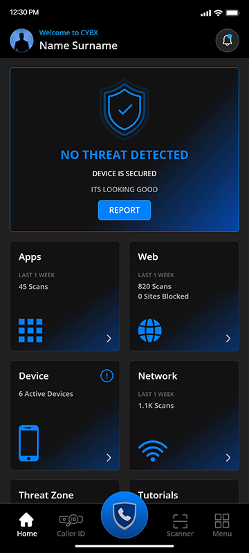 CYBX App - No Threat Screen